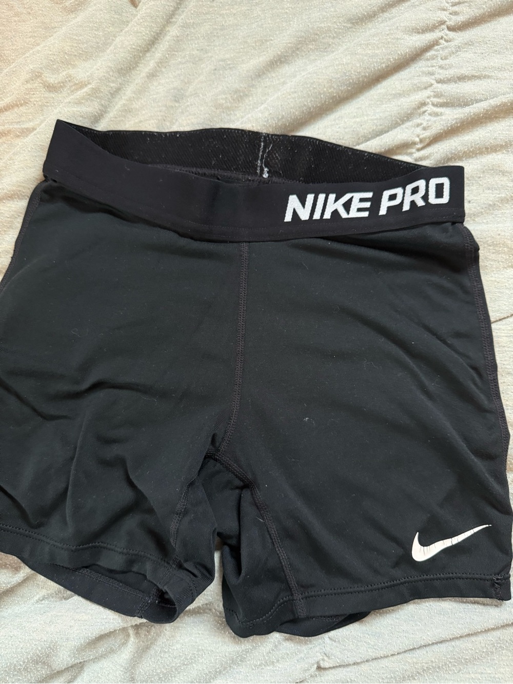 Nike Black Compression Training Shorts with White Swoosh